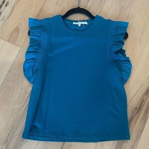 English Factory Deep Blue Ruffle Sleeve Tank Top